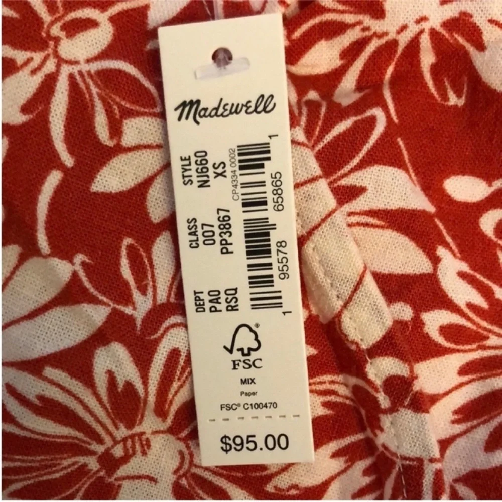 Madewell XSmall Anita Abstract Floral Roasted Squash Linen Blend Wrap NWT